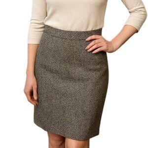 Mr. Jax Herringbone Lined Pencil Skirt Button Zip Closure Black White Size 6